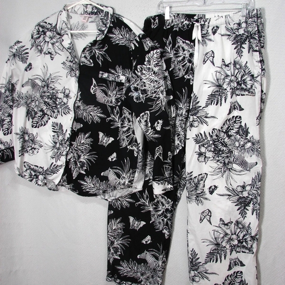 Victoria's Secret Other - Victoria's Secret Black and White Floral Pajama Set